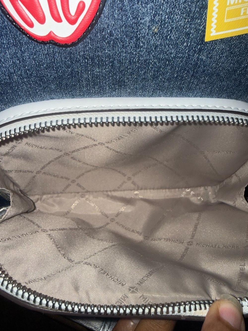 Michael Kors Black Mini Backpack with Beige Trim and Travel Patches - Picture 7 of 7